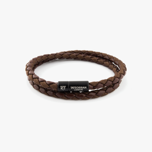 Chelsea bracelet in brown eco-leather with black aluminium (UK) 1