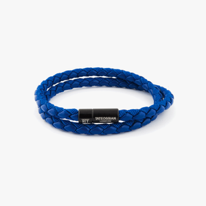 Chelsea bracelet in blue eco-leather with black aluminium (UK) 1