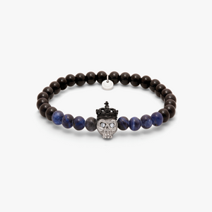 King Skull bracelet with sodalite and black agate (UK) 1