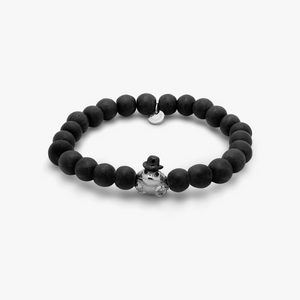 Leap Frog bracelet in black frosted wood with IP steel (UK) 1