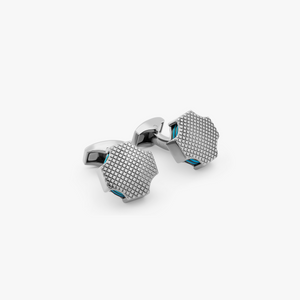 Tokyo Rings Stack cufflinks with blue enamel and gunmetal finish (UK) 1