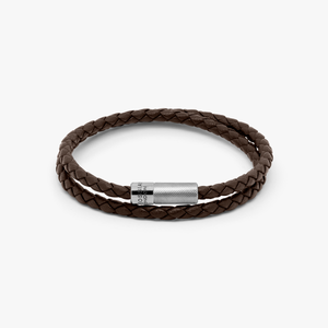 Pop Rigato bracelet in double wrap Italian brown leather with sterling silver (UK) 1