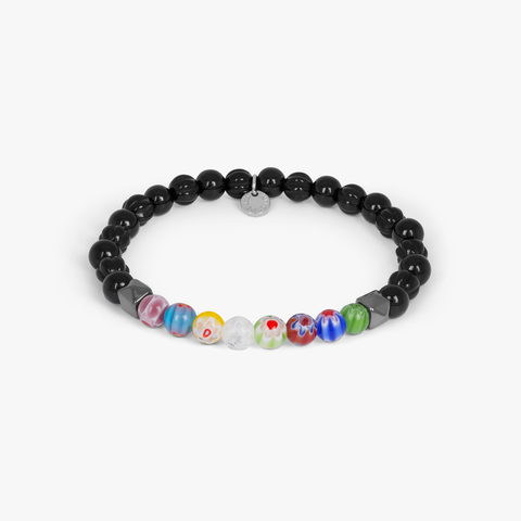 Millefiori bracelet in onyx with murano glass beads (UK) 1