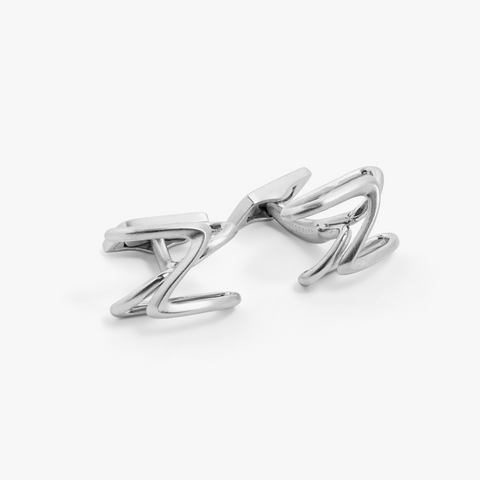 Apex cufflinks in brushed ruthenium plated sterling silver (UK) 1