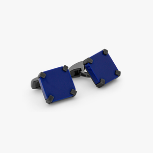 Octo cufflinks with lapis in black rhodium-plated sterling silver (UK) 1